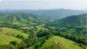 Green hill aerial view